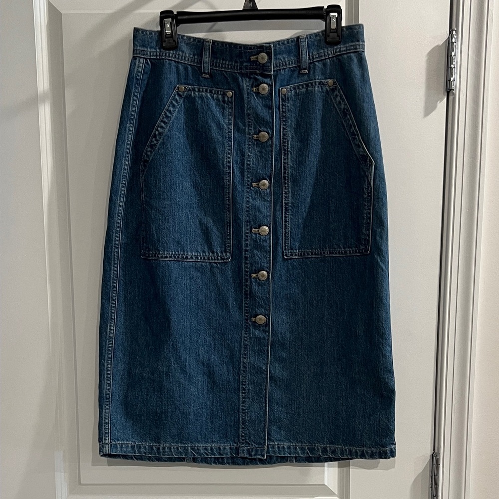 J. Crew Point Sur  Denim  Button-Front Pencil Skirt